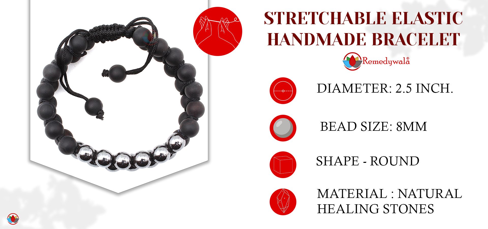 Black Matte & Hematite Combination Bracelet Double Layer 8mm