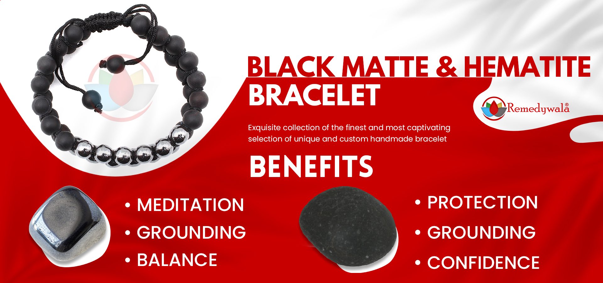 Black Matte & Hematite Combination Bracelet Double Layer 8mm