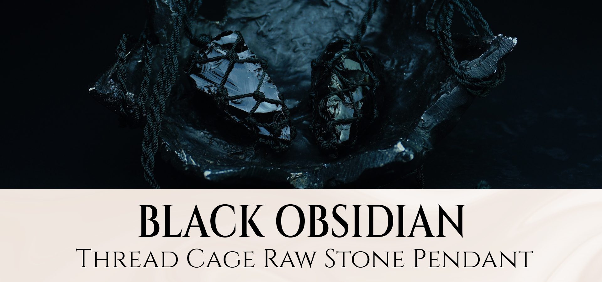 Black Obsidian Thread Cage Raw Stone Pendant