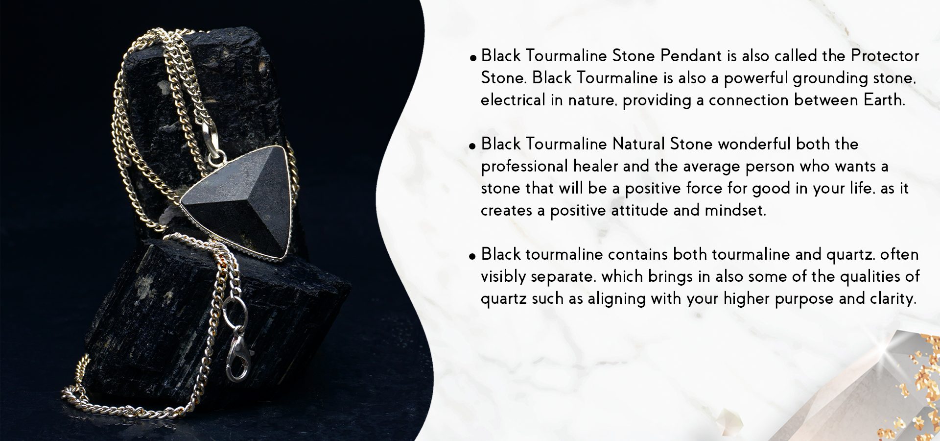 Black Tourmaline Frame Pendant