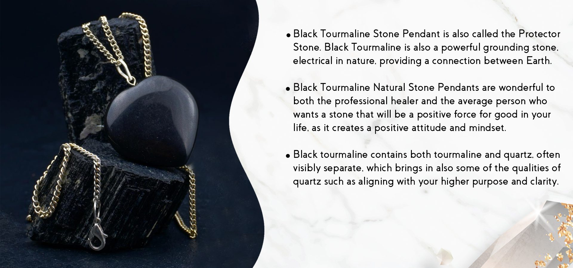 Black Tourmaline Heart Shape Pendant