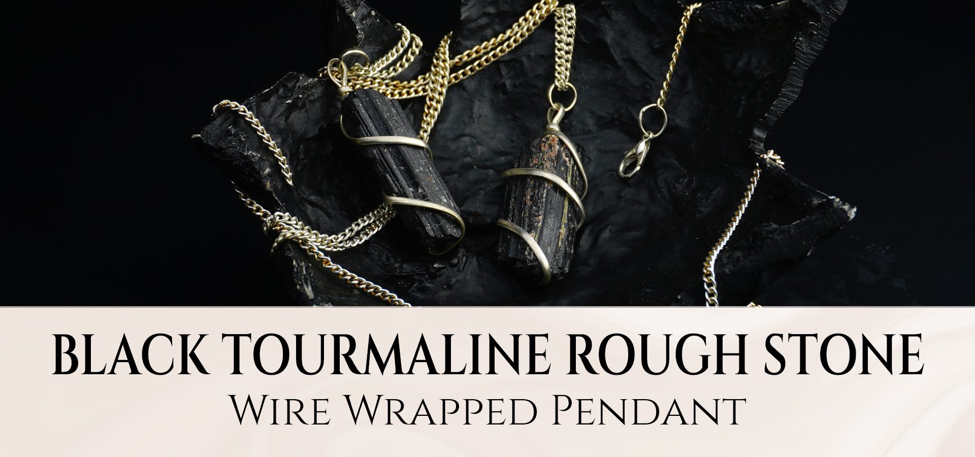 Black Tourmaline Rough Stone Wire Wrapped Pendant