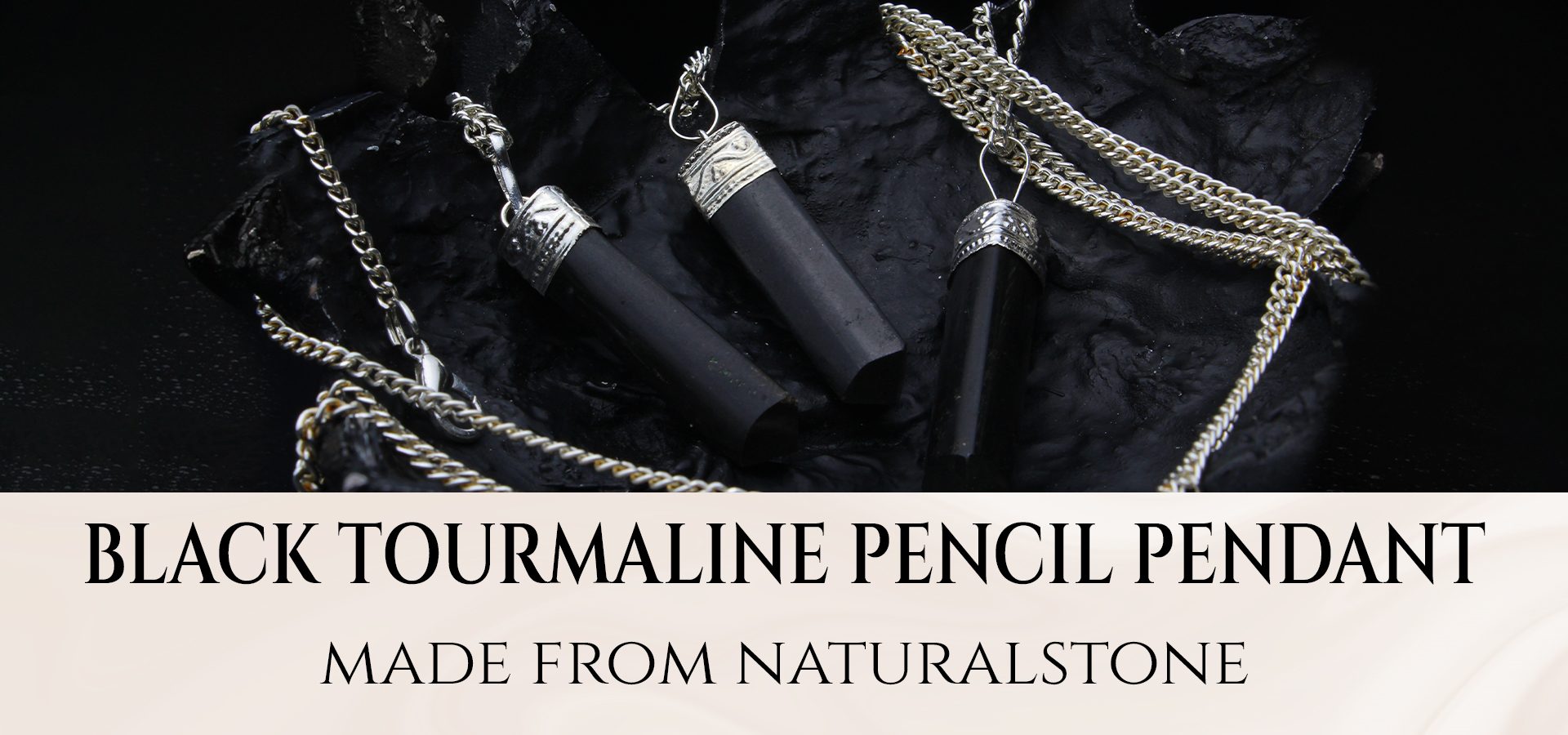 Black Tourmaline Triangle Pencil Pendant