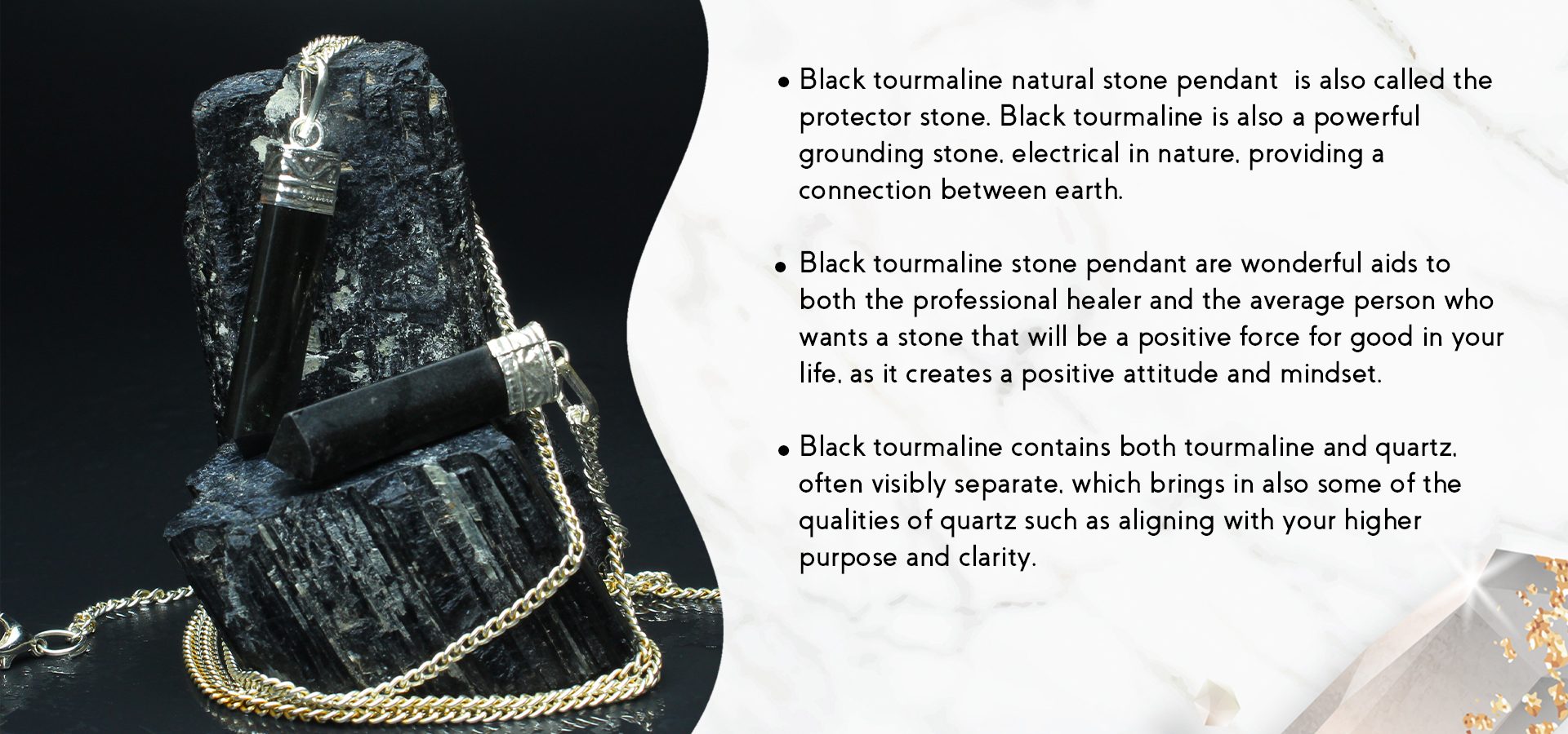 Black Tourmaline Triangle Pencil Pendant