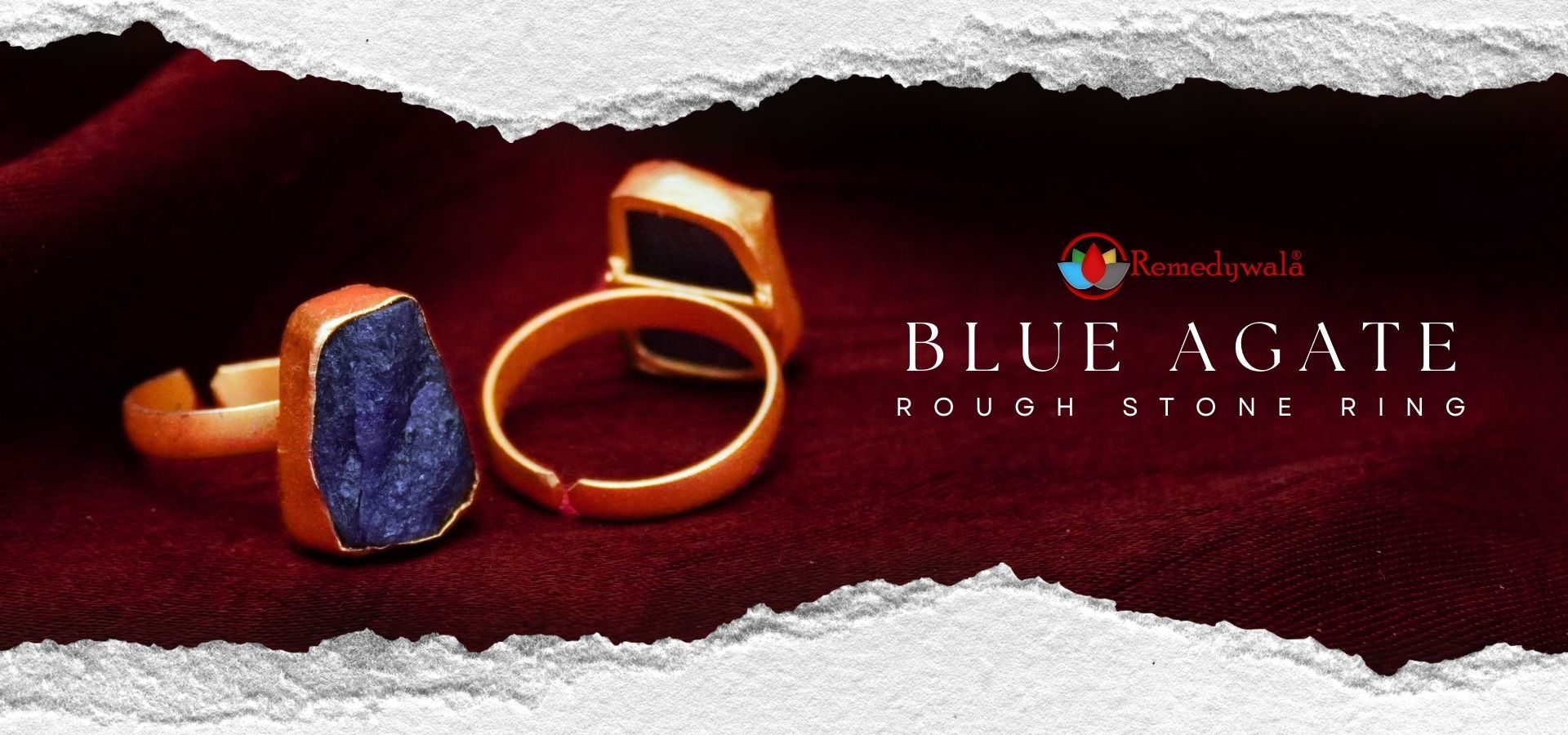 Blue Agate Raw Stone Ring