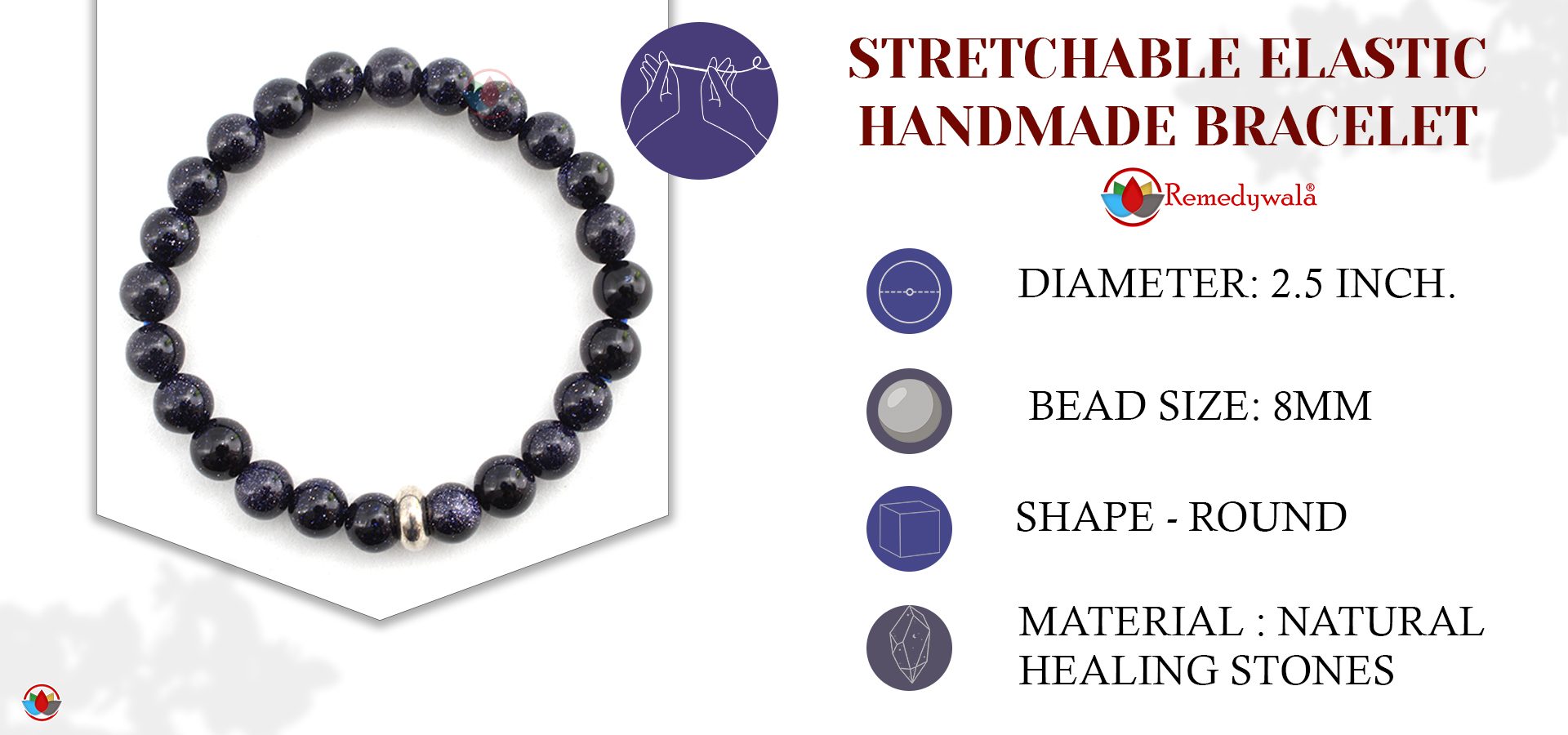 Blue Goldstone Bracelet 8mm