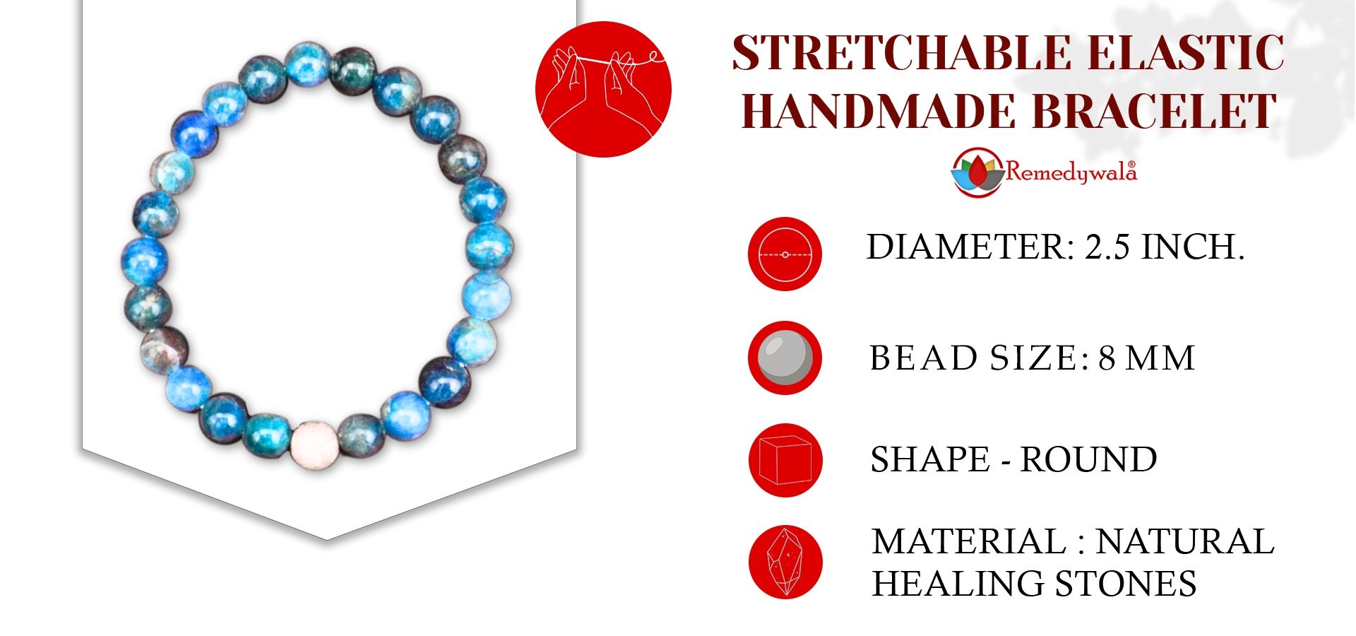 Blue Apatite Silver Bead Bracelet