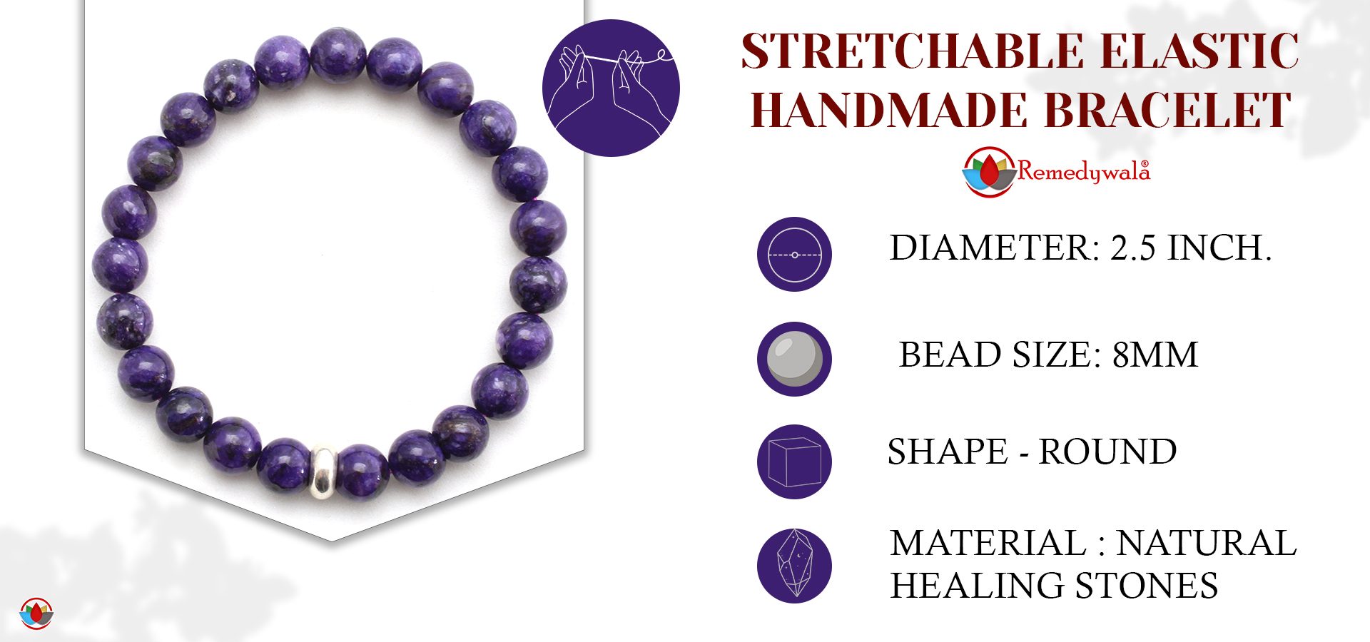 Charoite Bracelet with Ring Charm