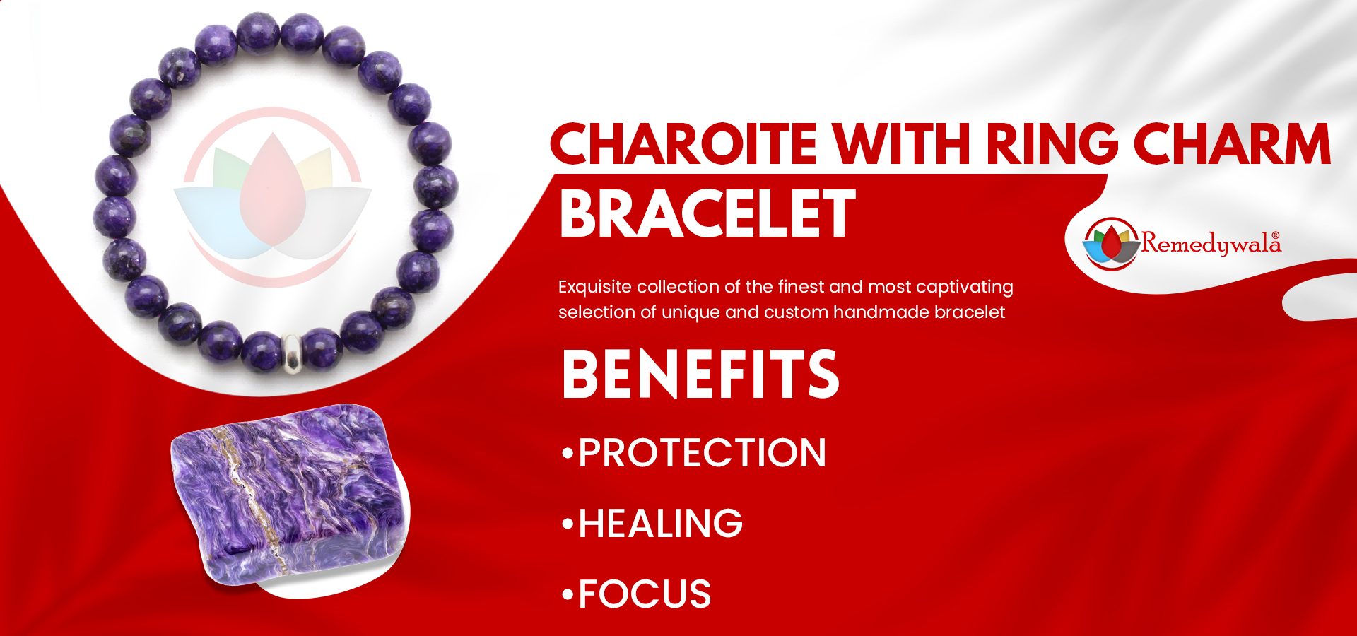 Charoite Bracelet with Ring Charm