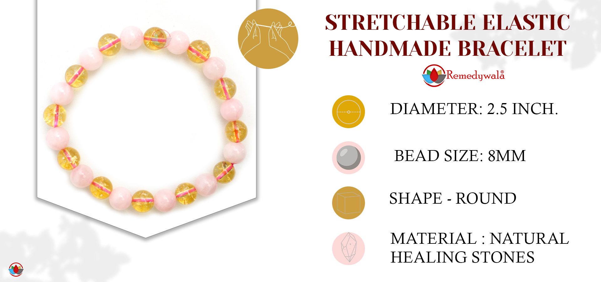 Citrine Rose Quartz Bracelet 8mm