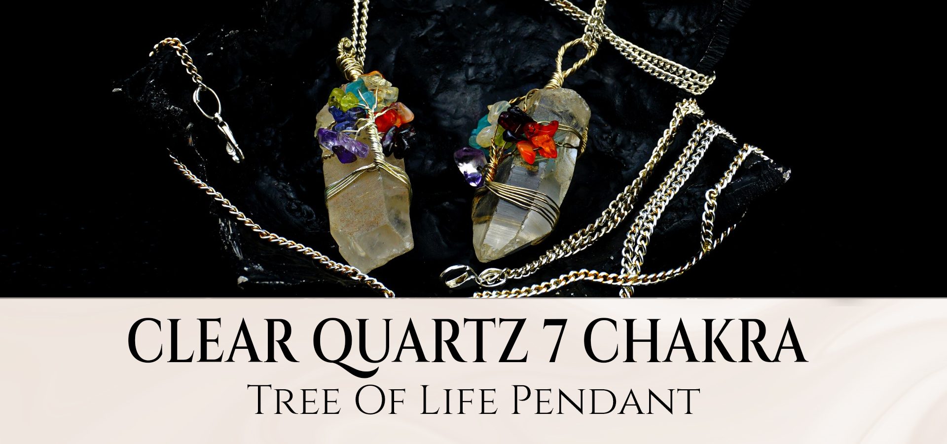 Clear Quartz 7 Chakra Tree of Life Pendant