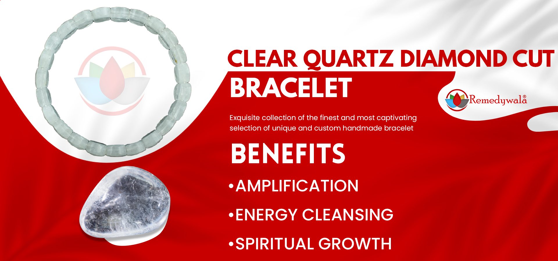 Clear Quartz Bracelet (Diamond Cut Tumble)