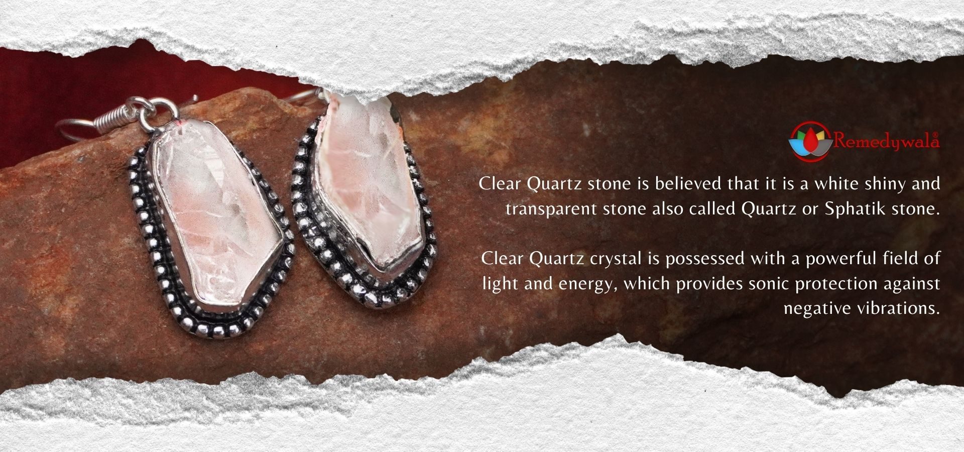 Clear Quartz Raw Stone Earrings