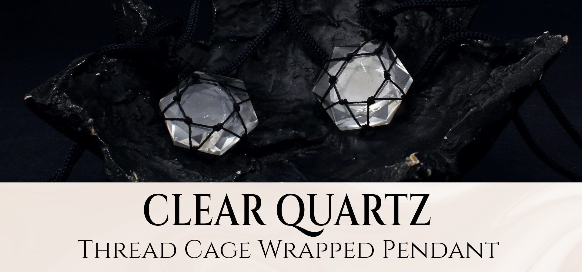 Clear Quartz Thread Cage Wrapped Pendant