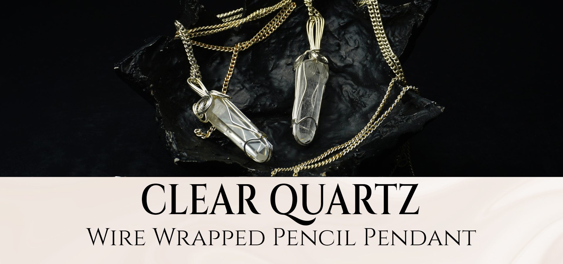 Clear Quartz Wire Wrapped Pencil Pendant