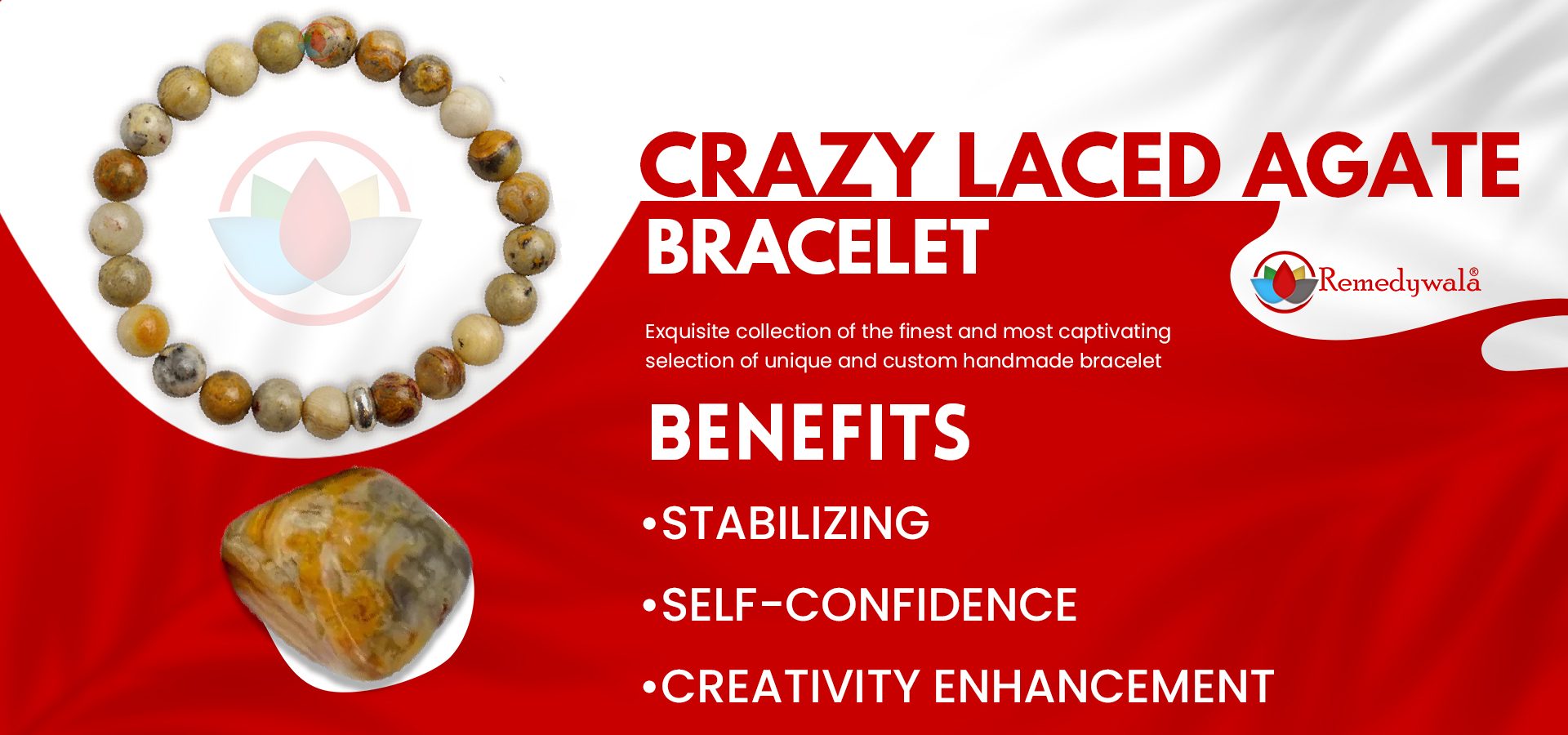 Crazy Laced Agate Bracelet 8mm