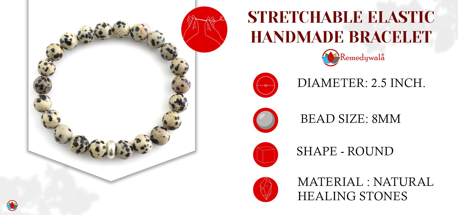 Dalmation Jasper Bracelet 8mm