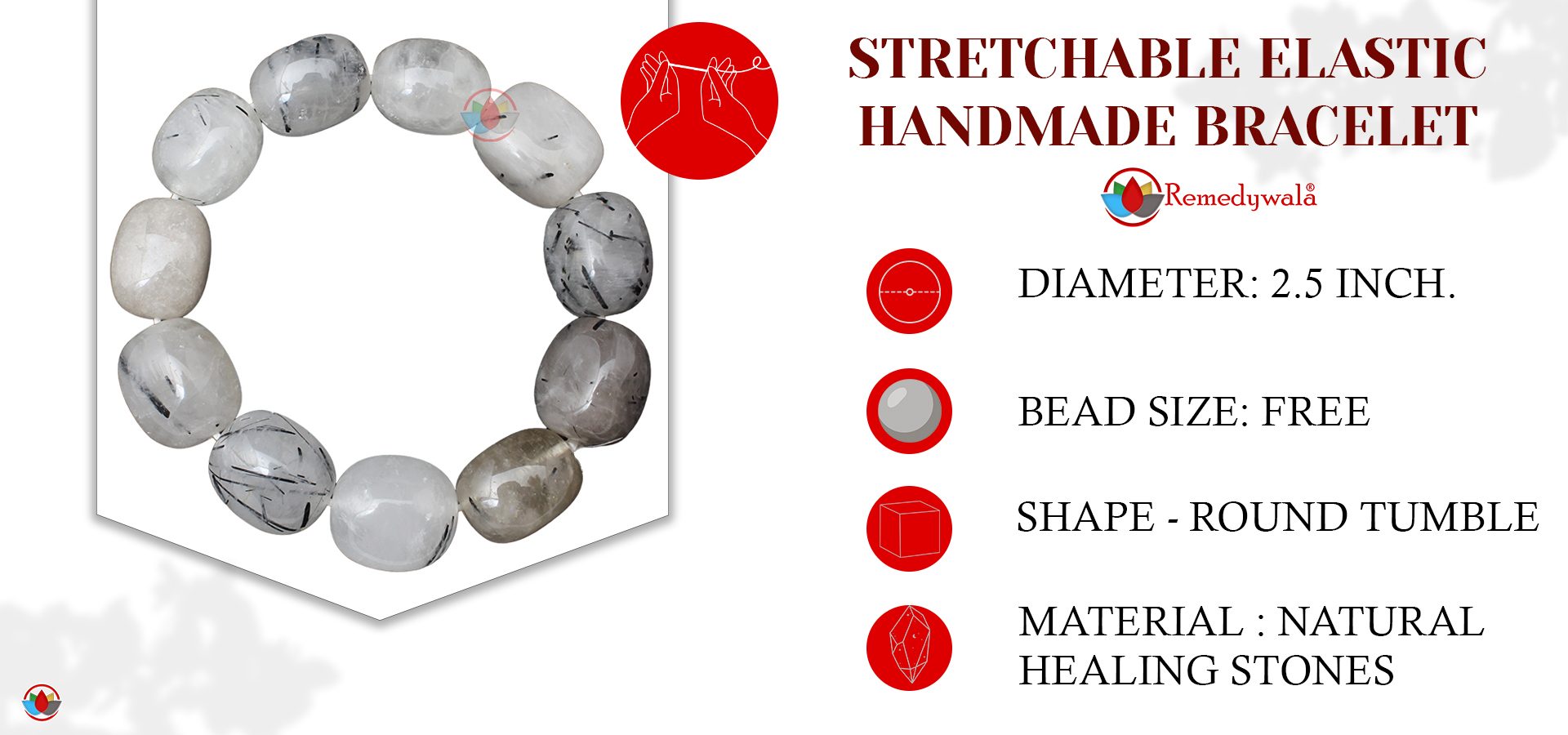 Routiled Quartz Bracelet (Tumbled)