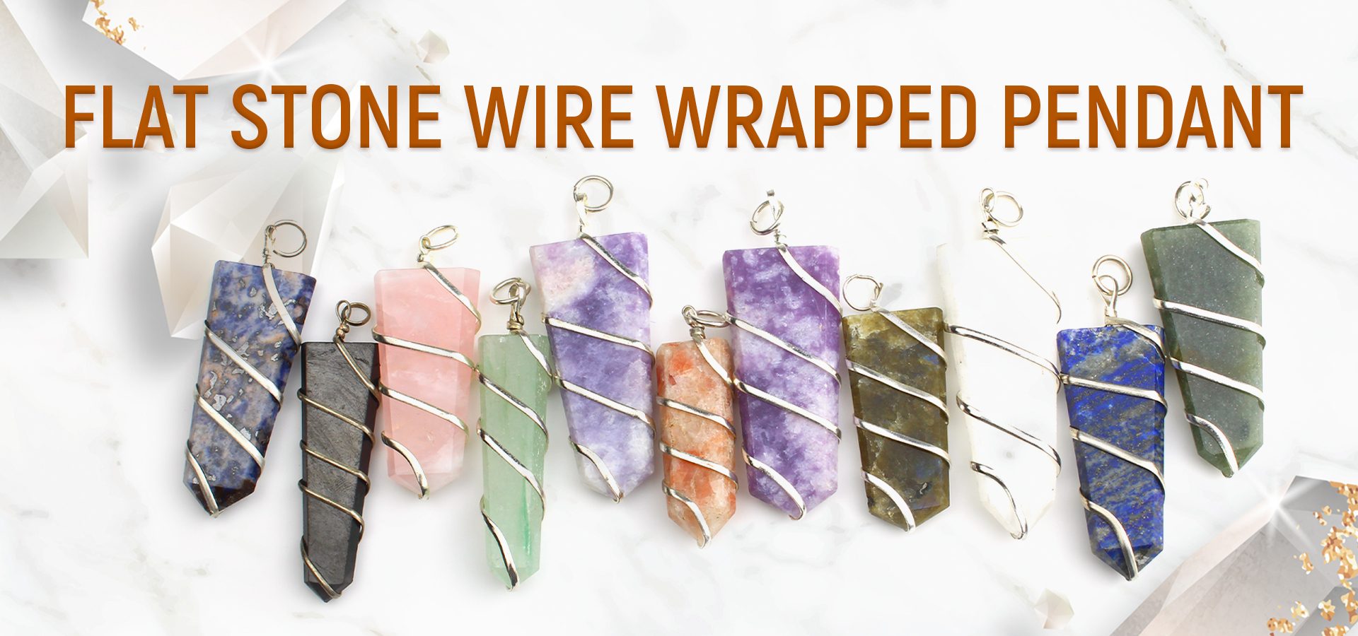 Flat Stone Wire Wrapped Pendant