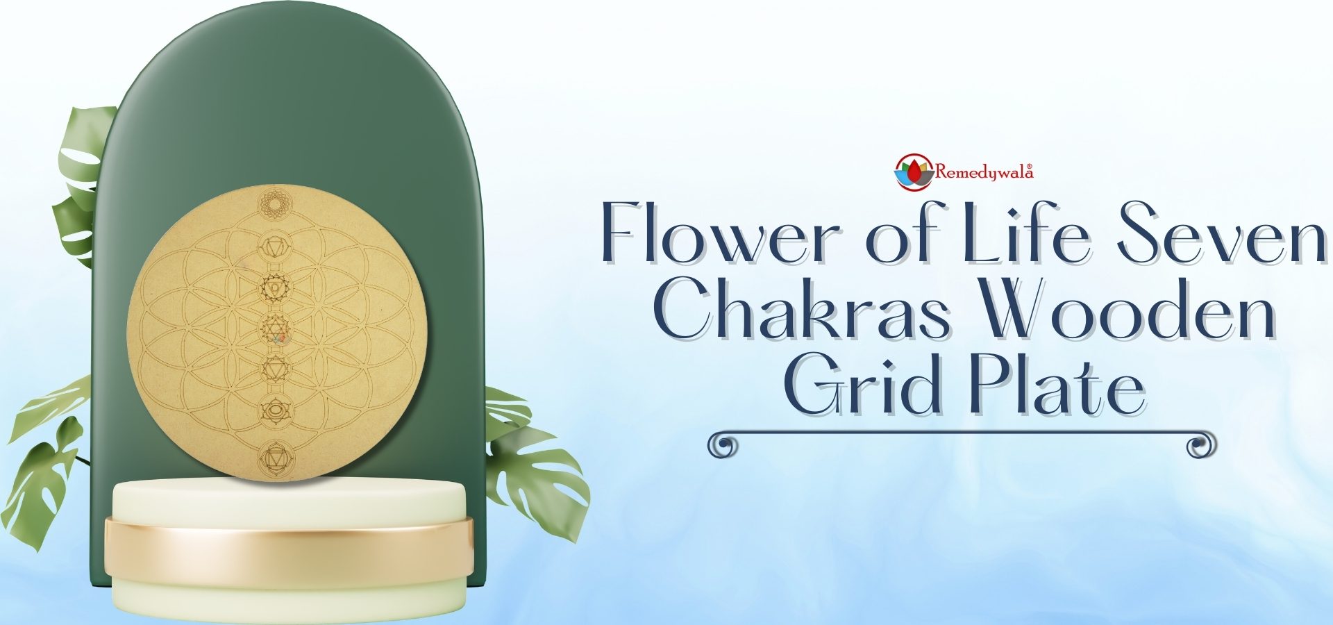 Flower of Life Seven Chakras Wooden Grid Plate (1)