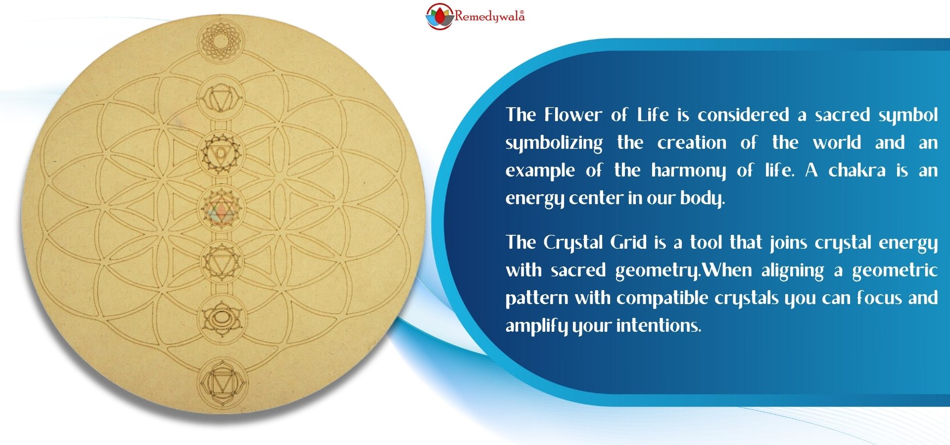 Flower of Life Seven Chakras Wooden Grid Plate (3)