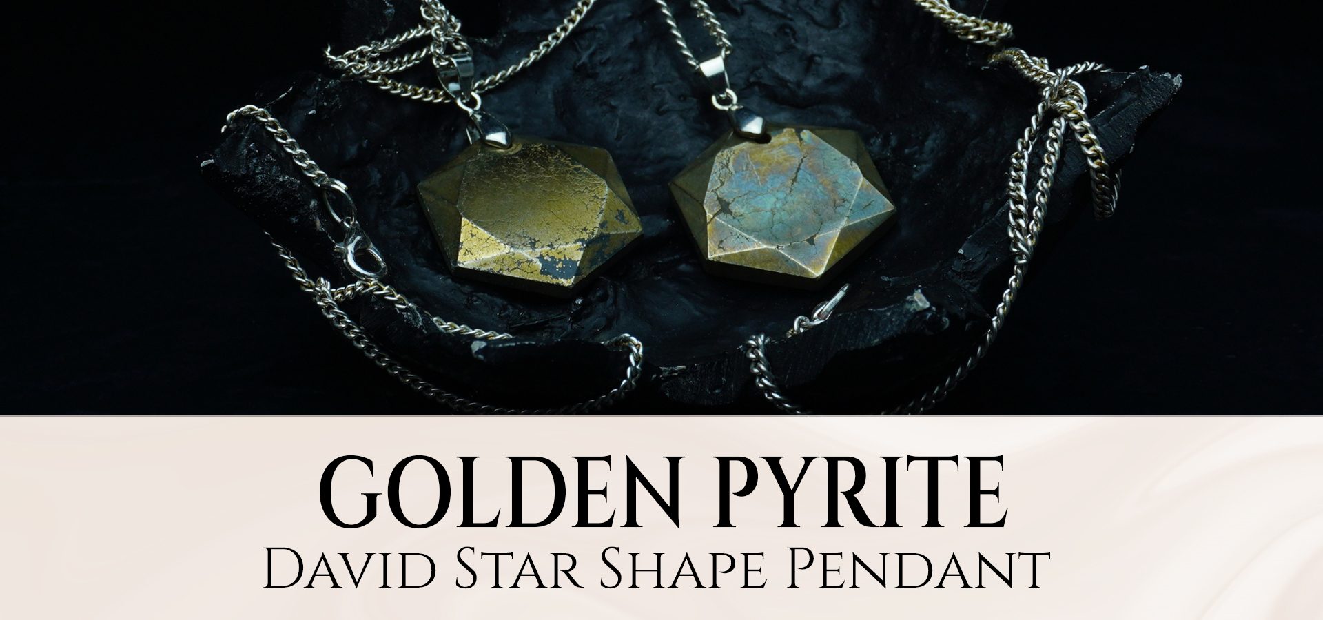 Golden Pyrite David Star Shape Pendant