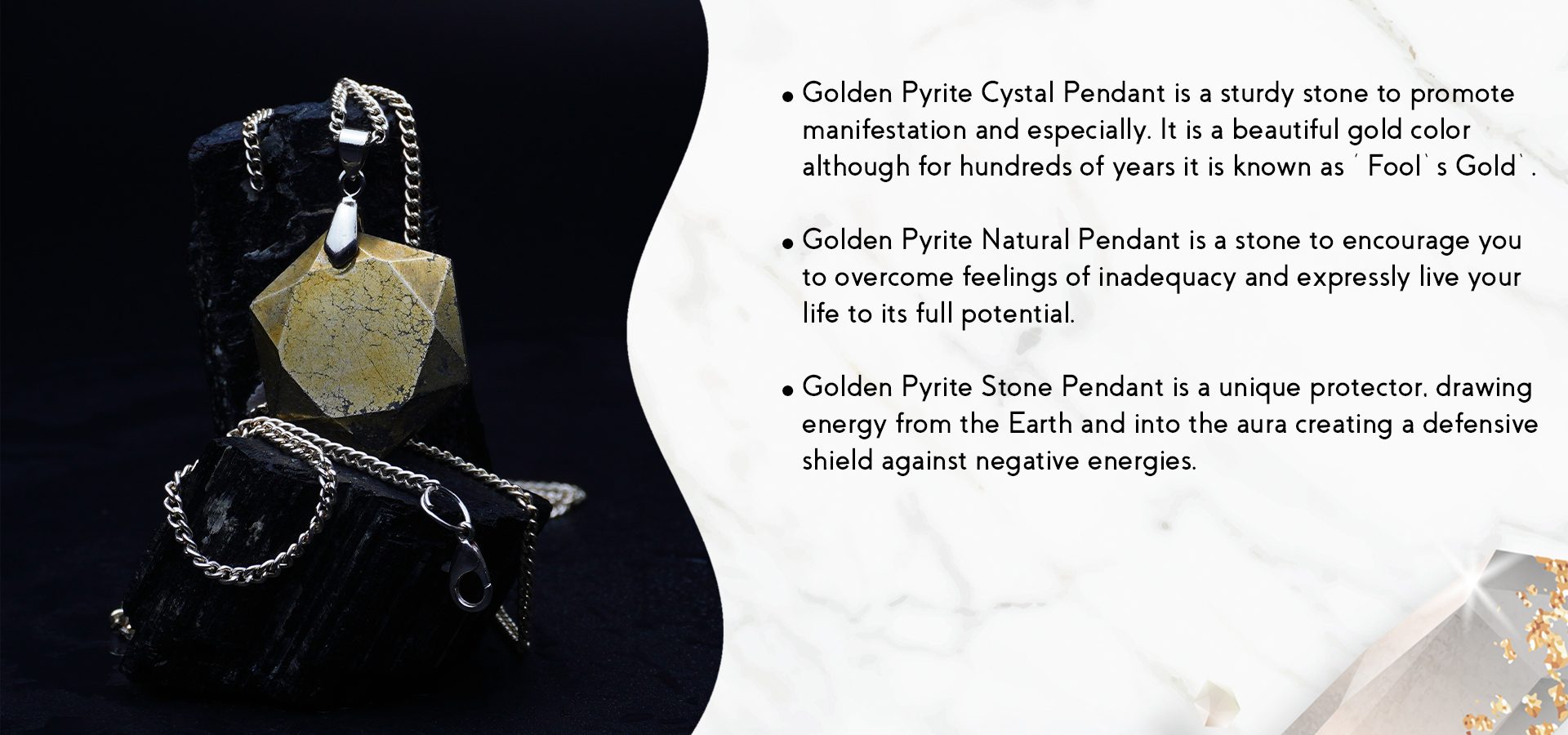 Golden Pyrite David Star Shape Pendant