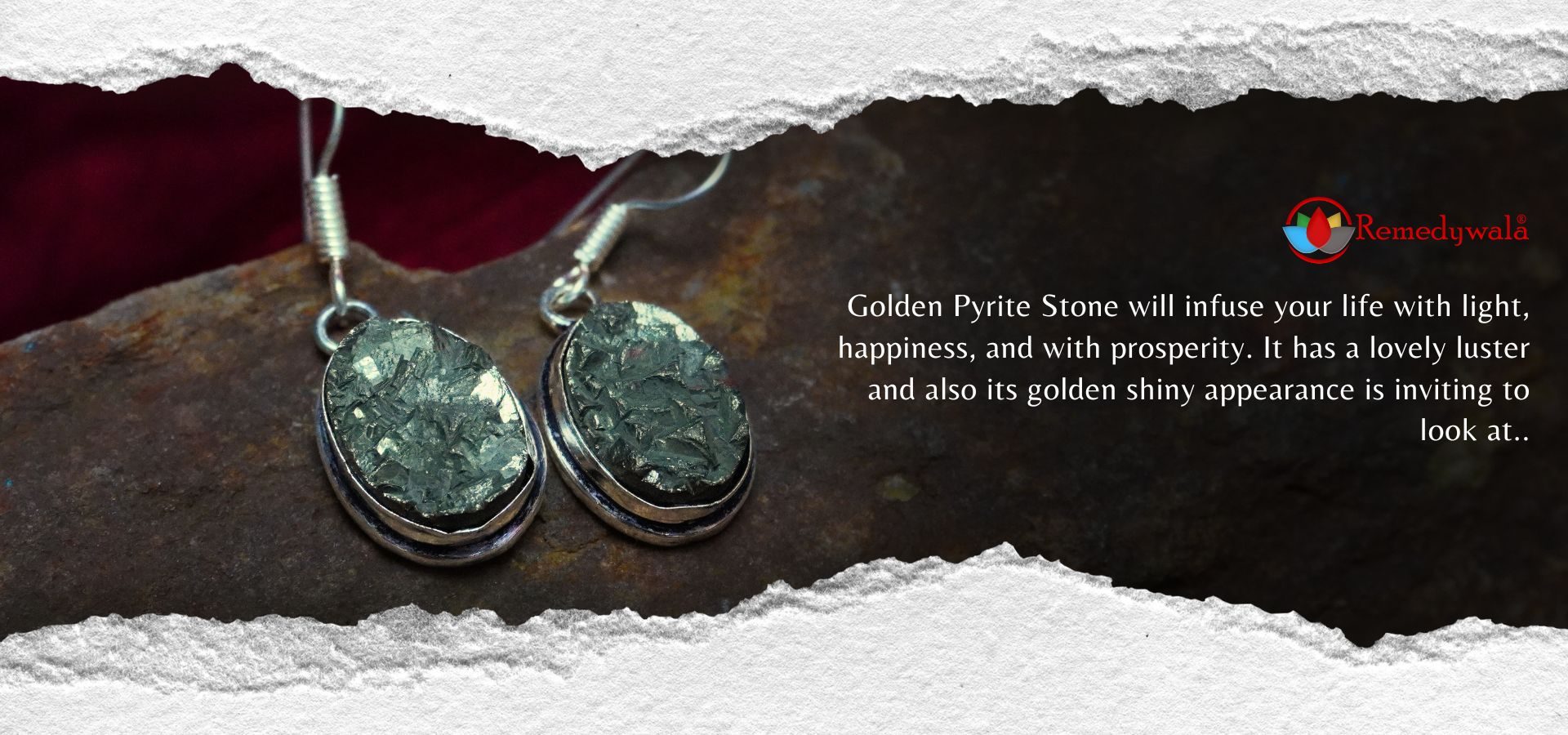 Golden Pyrite Raw Stone Earring