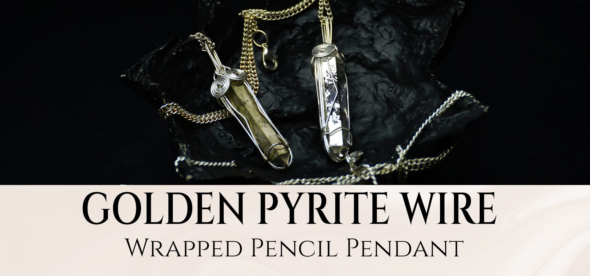 Golden Pyrite Wire Wrapped Pencil Pendant