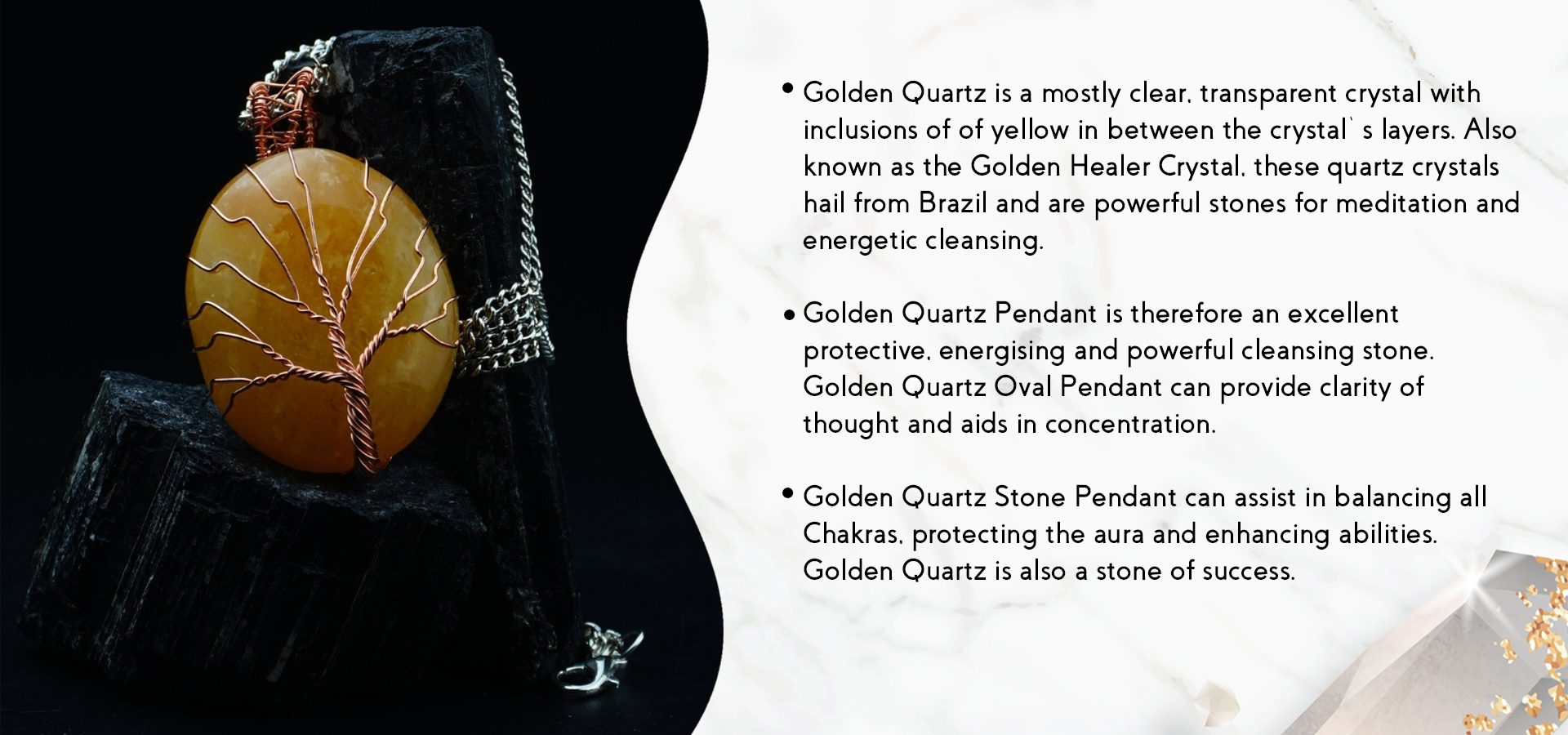 Golden Quartz Oval Shaped Tree Wrapped Pendant