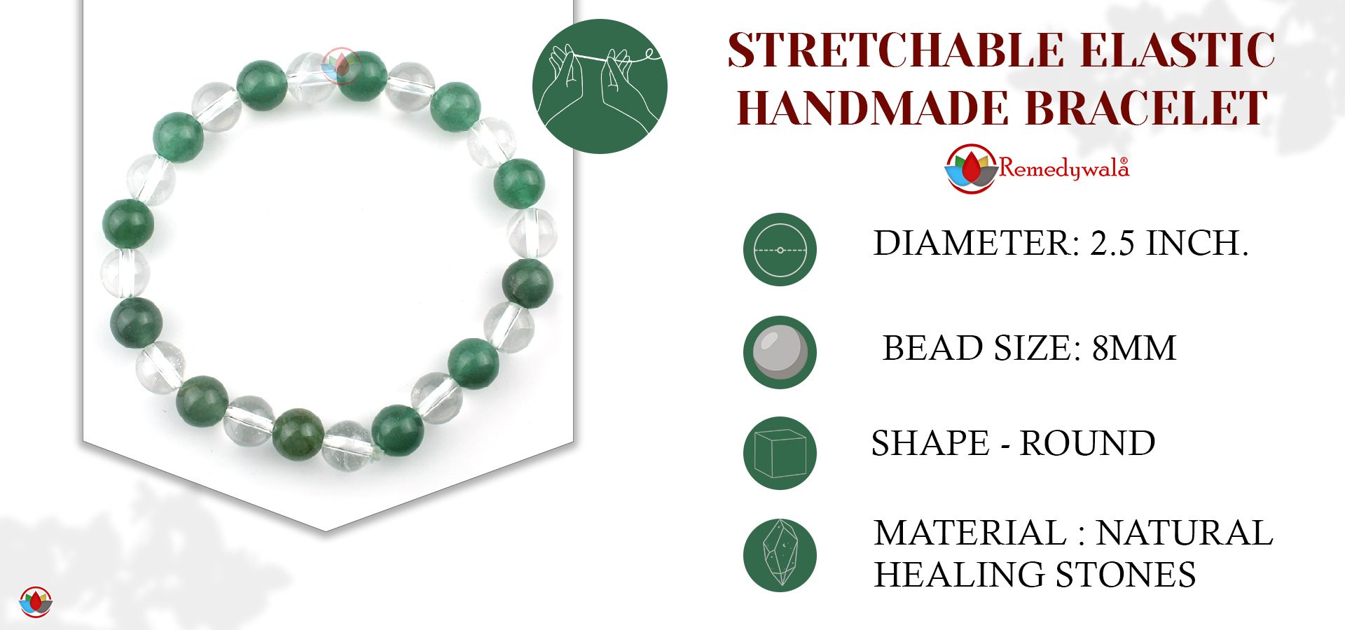 Green Aventurine Sphatik Combination Bracelet