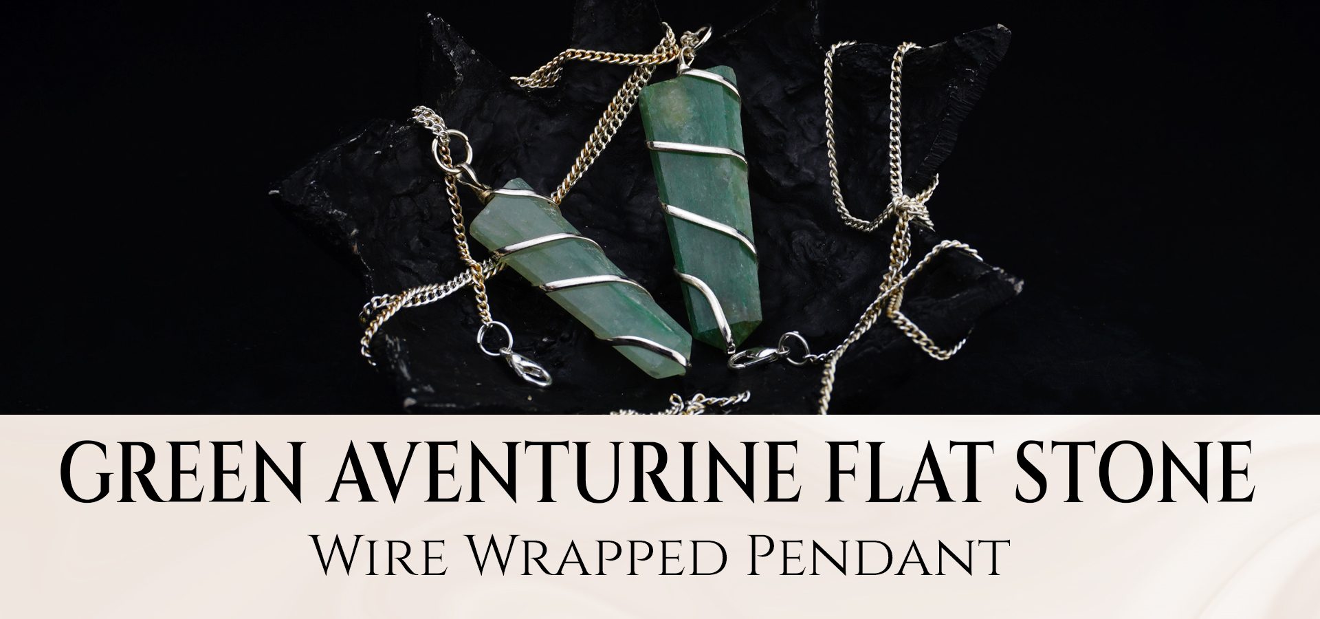 Green Aventurine Flat Stone Wire Wrapped Pendant