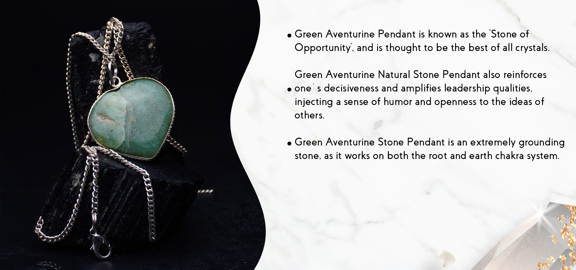 Green Aventurine Frame Heart Shape Pendant