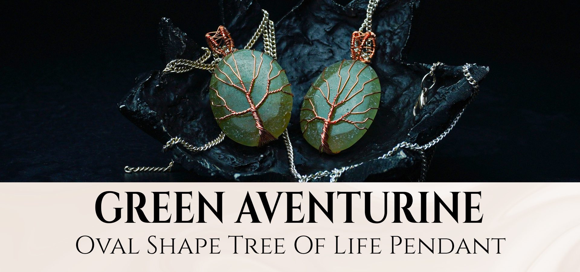 Green Aventurine Oval Shape Tree of Life