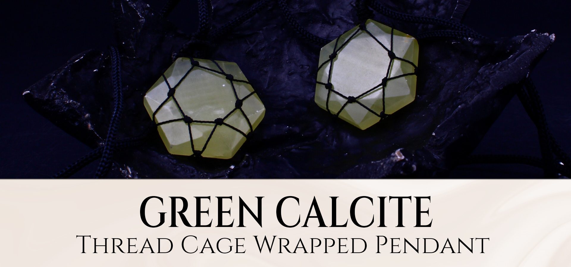 Green Calcite Thread Cage Wrapped Pendant