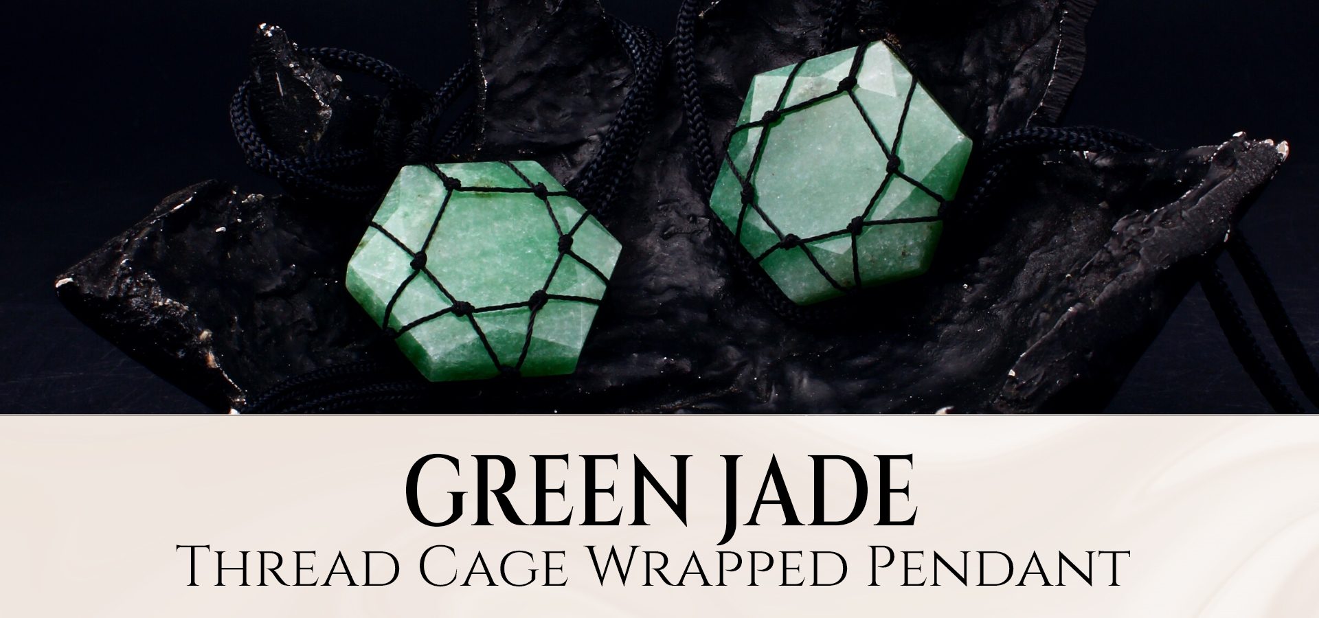 Green Jade Thread Cage Wrapped Pendant