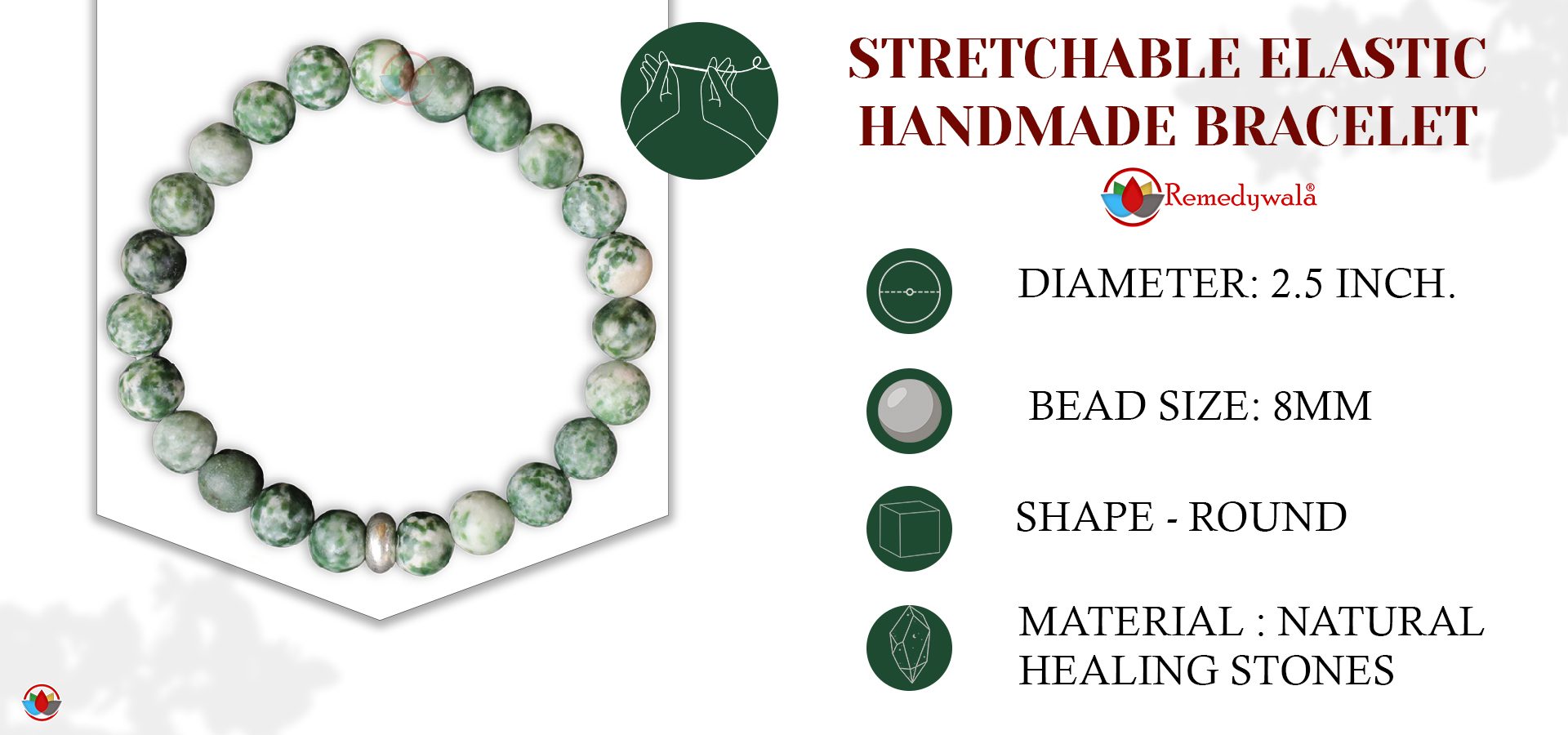 Green Spot Jasper Bracelet 8mm