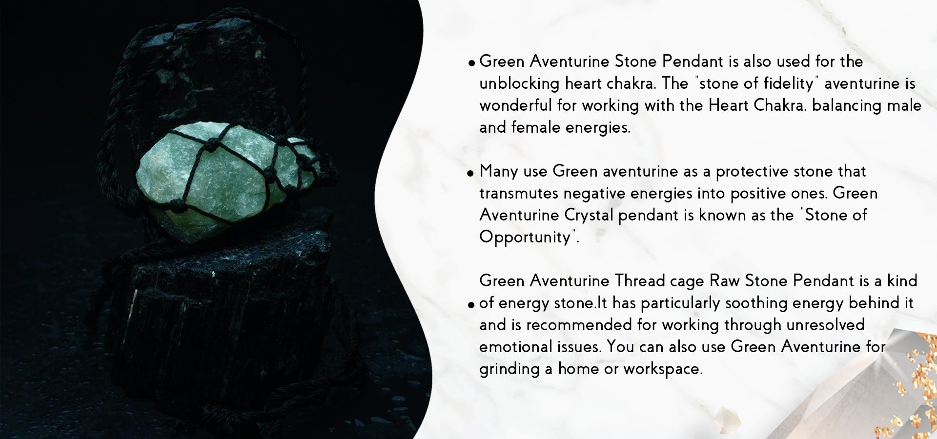 Green Aventurine Thread Cage Raw Stone Pendant