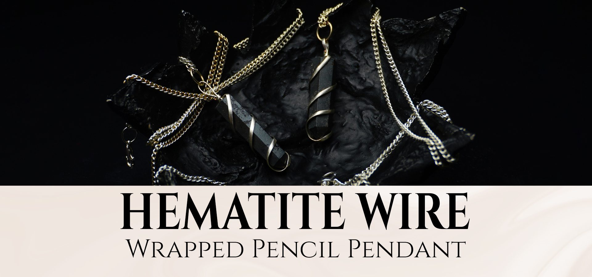 Hematite Wire Wrapped Pencil Pendant