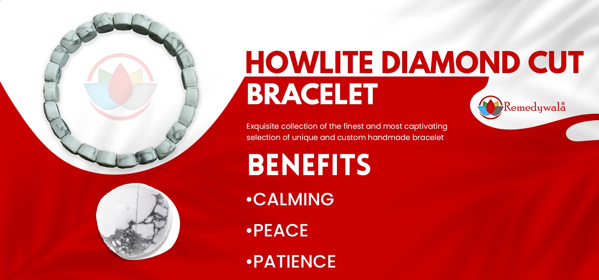 Howlite Bracelet (Diamond Cut Tumble)