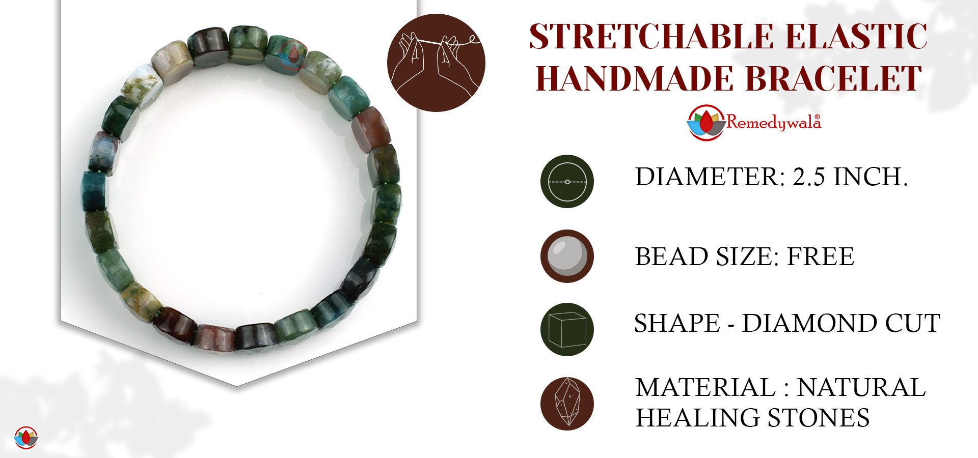 Indian Agate Bracelet (Diamond Cut Tumble)