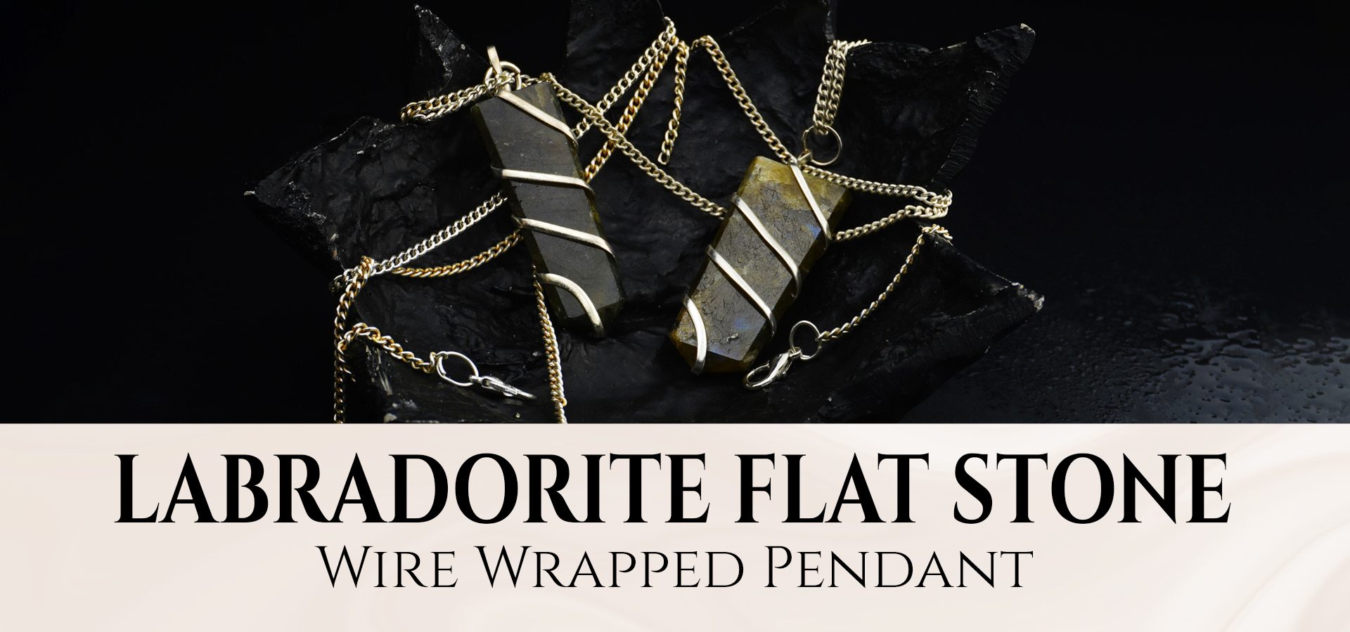 Labradorite Flat Stone Wire Wrapped Pendant