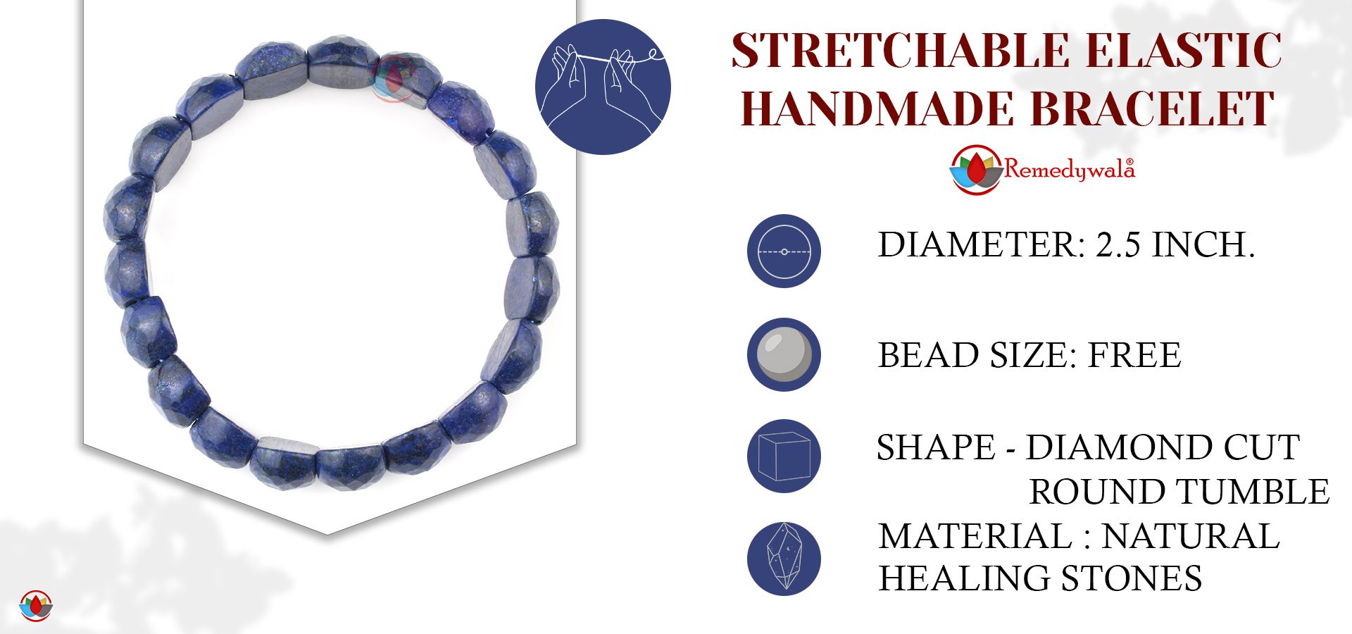 Lapis Bracelet (Diamond Cut Round Tumble)