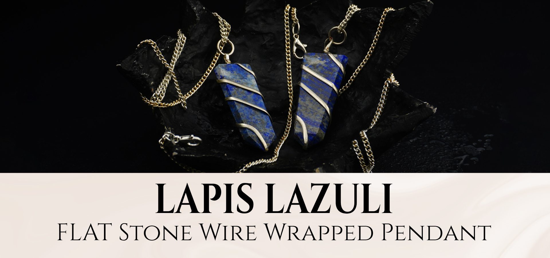 Lapis Lazuli Flat Stone Wire Wrapped Pendant