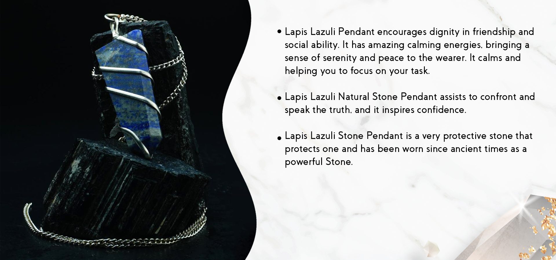 Lapis Lazuli Flat Stone Wire Wrapped Pendant