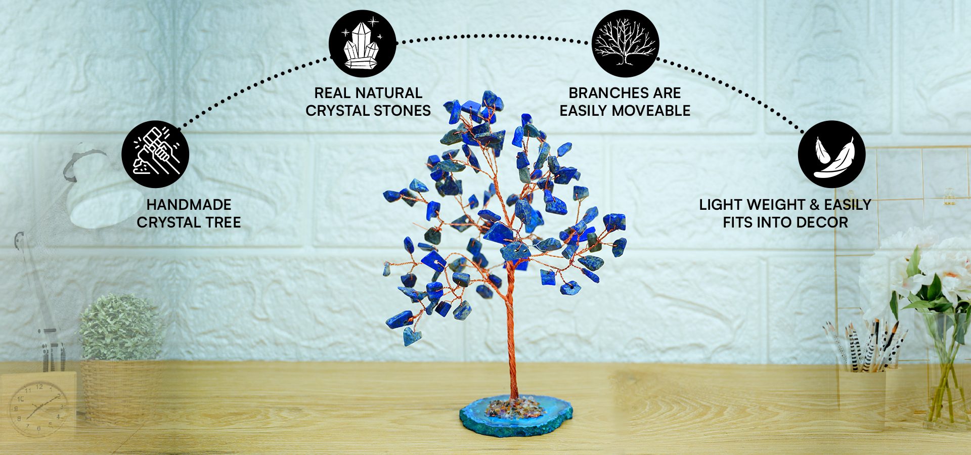 Lapis Lazuli Tree 100 Beads Chips Stone Slice Base