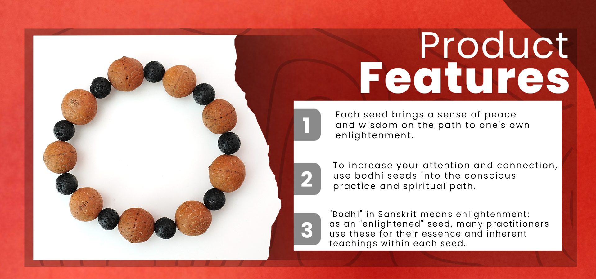 Lava Stone & Bodhi Bead Bracelet