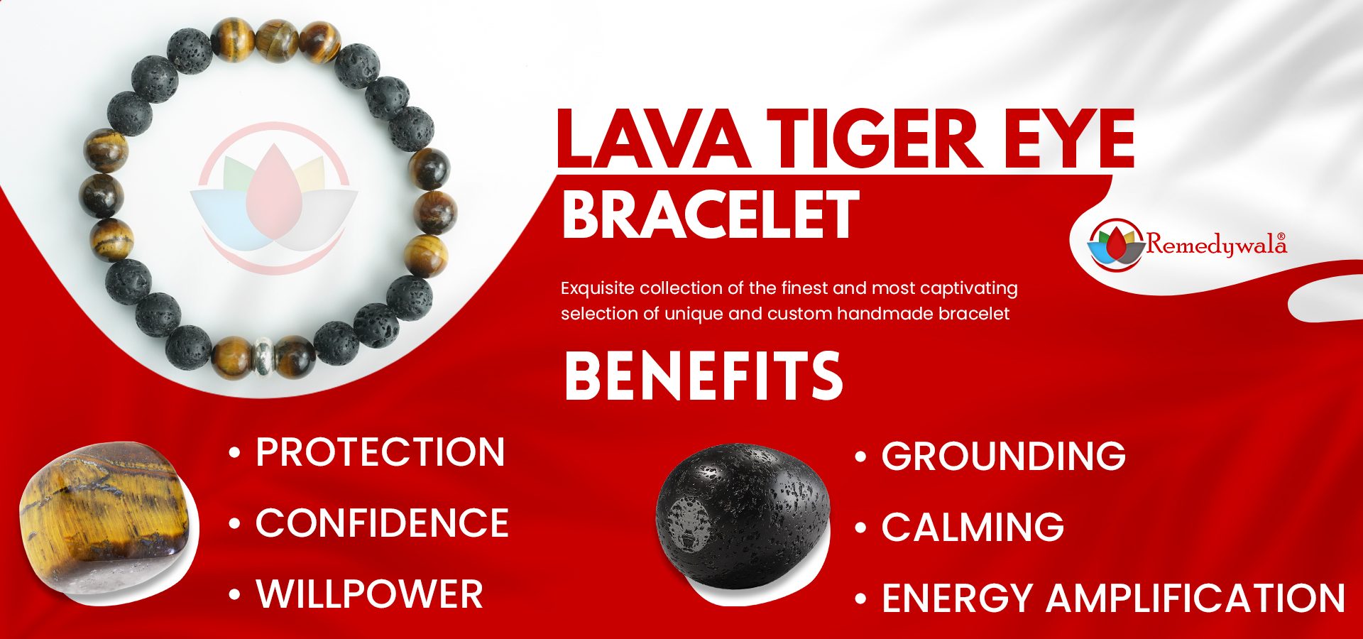 Lava Tiger Eye Combination 8mm Bracelet