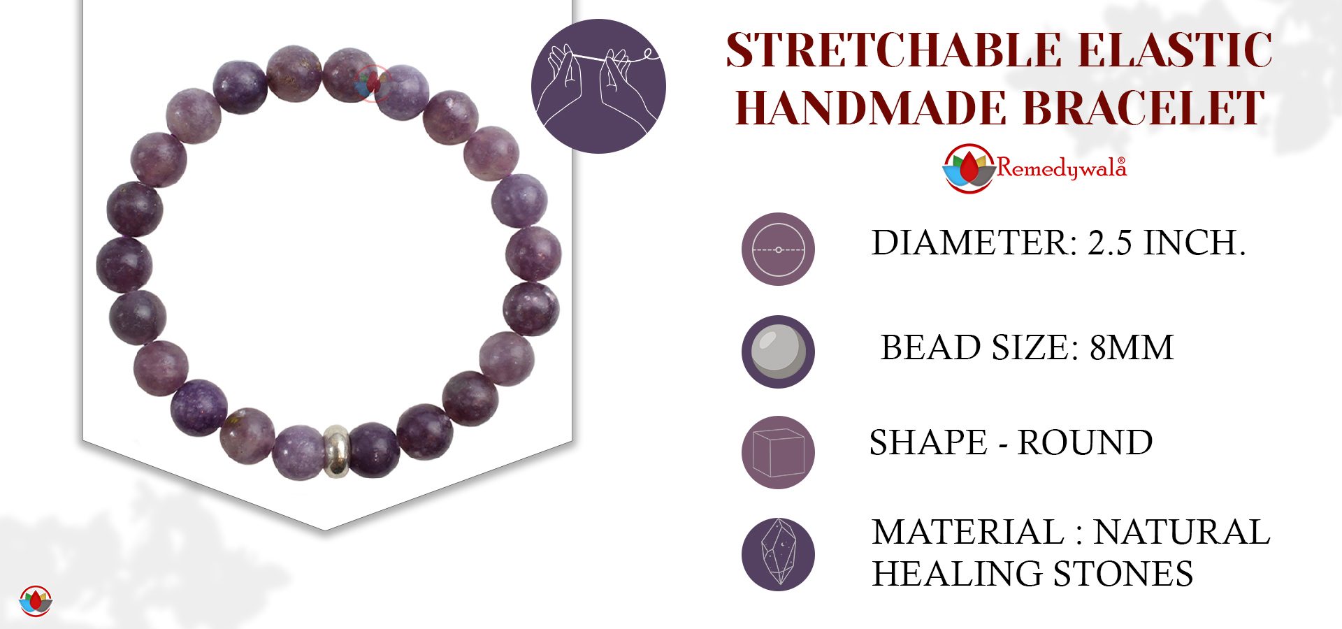 Lepidolite Bracelet with Ring Charm