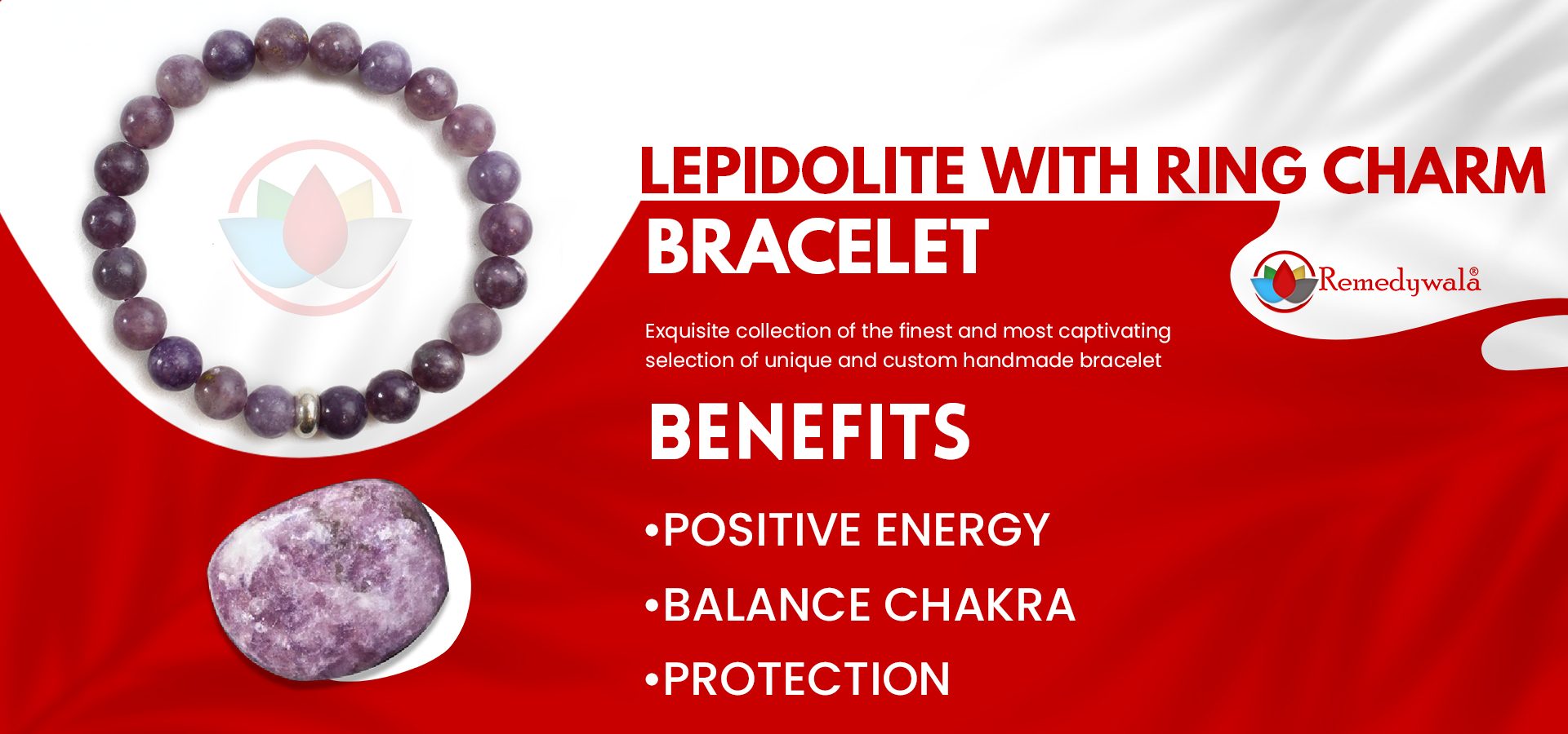 Lepidolite Bracelet with Ring Charm